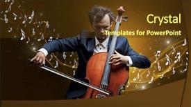  Presentation with sparkling - Slide deck with lonely musical composer with cello background and a  colored foreground