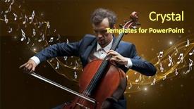  Presentation with music composer - Amazing PPT theme having lonely musical composer with cello backdrop and a  colored foreground