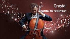  Presentation with sparkling - Colorful presentation enhanced with lonely musical composer with cello backdrop and a tawny brown colored foreground