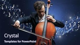  Presentation with music composer - Cool new presentation theme with lonely musical composer with cello backdrop and a wine colored foreground