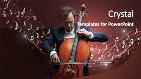  Presentation with music composer - Beautiful PPT layouts featuring lonely musical composer with cello backdrop and a  colored foreground