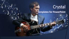  Presentation with sparkling - Presentation theme consisting of lonely musical composer with guitar background and a ocean colored foreground