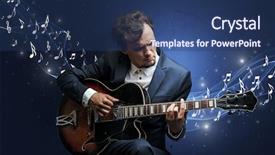  Presentation with sparkling - Audience pleasing slide deck consisting of lonely musical composer with guitar backdrop and a ocean colored foreground