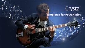  Presentation with music composer - Theme enhanced with lonely musical composer with guitar background and a ocean colored foreground