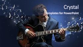  Presentation with music composer - Slide deck consisting of lonely musical composer with guitar background and a ocean colored foreground