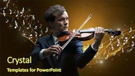  Presentation with music violin and piano - PPT theme consisting of lonely musical composer with violin background and a wine colored foreground