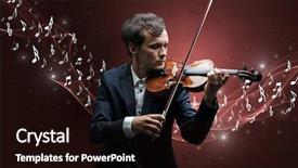  Presentation with music violin and piano - Presentation theme enhanced with lonely musical composer with violin background and a wine colored foreground