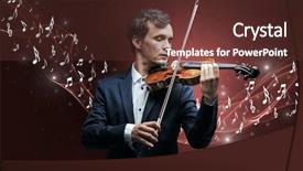  Presentation with music violin and piano - PPT theme with lonely musical composer with violin background and a tawny brown colored foreground