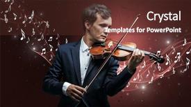  Presentation with sparkling - Cool new slide deck with lonely musical composer with violin backdrop and a tawny brown colored foreground