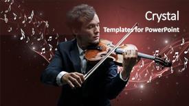  Presentation with sparkling - Slide deck enhanced with lonely musical composer with violin background and a tawny brown colored foreground