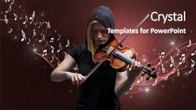  Presentation with sparkling - Audience pleasing presentation design consisting of lonely musical composer with violin backdrop and a tawny brown colored foreground