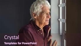  Presentation with contemplating - Colorful presentation theme enhanced with lonely-old-man-in-contemplation backdrop and a wine colored foreground