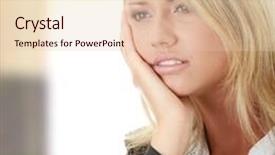  Presentation with lonely - Colorful PPT theme enhanced with lonely people - photo of depressed female being backdrop and a lemonade colored foreground