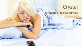  Presentation with sad woman - Colorful PPT theme enhanced with lonely people - sad blonde woman waiting backdrop and a  colored foreground