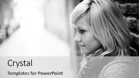  Presentation with sad girl dark - Audience pleasing slides consisting of lonely people - young beautiful sad girl close backdrop and a light gray colored foreground