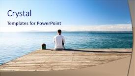  Presentation with lonely - Theme enhanced with lonely people - young man relax siting background and a light blue colored foreground