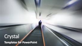  Presentation with stairway - Theme with lonely person moving up background and a dark gray colored foreground