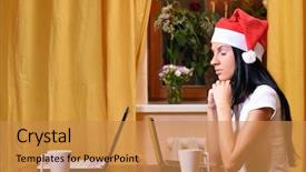  Presentation with lonely - Beautiful slide set featuring lonely pretty woman is waiting backdrop and a gold colored foreground