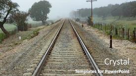 Presentation with foggy - Colorful PPT theme enhanced with lonely-railroad-track backdrop and a gray colored foreground