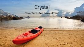  Presentation with gloomy - Audience pleasing slides consisting of lonely red kayak backdrop and a light blue colored foreground