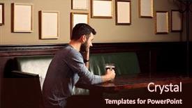  Presentation with lonely - Amazing PPT theme having lonely sad man drinking beer backdrop and a wine colored foreground