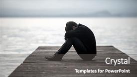  Presentation with dock - Amazing slide set having lonely sad man sitting on a dock backdrop and a dark gray colored foreground