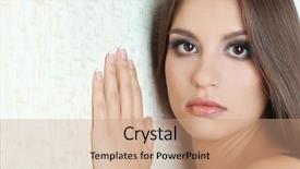  Presentation with sad woman lonely - Cool new slides with lonely sad woman standing near wall backdrop and a coral colored foreground