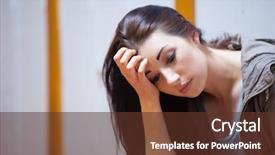  Presentation with sad lonely student sitting - Slides consisting of lonely student with her head background and a  colored foreground