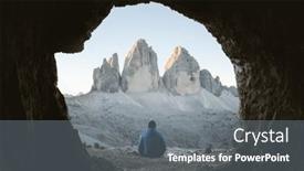  Presentation with lonely - Slides enhanced with lonely-tourist-at-cave background and a gray colored foreground