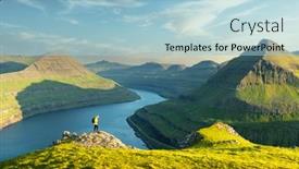  Presentation with lonely - Cool new presentation theme with lonely-tourist-in-yellow-jacket backdrop and a light blue colored foreground