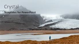  Presentation with lonely - PPT theme enhanced with lonely-tourist-near-vatnajokull-glacial background and a lemonade colored foreground