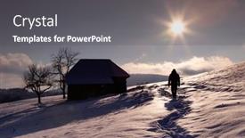  Presentation with lonely - Slides with lonely-traveller-silhouette-in-snowy background and a dark gray colored foreground