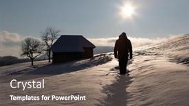  Presentation with lonely - Colorful theme enhanced with lonely-traveller-silhouette-in-snowy backdrop and a gray colored foreground