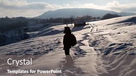  Presentation with lonely - Beautiful theme featuring lonely-traveller-silhouette-in-snowy backdrop and a gray colored foreground