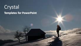  Presentation with lonely - Amazing slide deck having lonely-traveller-silhouette-in-snowy backdrop and a ocean colored foreground