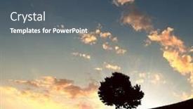  Presentation with lonely - Presentation theme enhanced with lonely-tree-on-the-sunset background and a ocean colored foreground