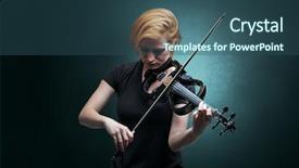  Presentation with lonely - PPT theme consisting of lonely violinist composing on cello background and a ocean colored foreground