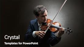  Presentation with cello pen - Cool new PPT layouts with lonely violinist composing on cello backdrop and a black colored foreground