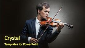  Presentation with cello pen - Slide set consisting of lonely violinist composing on cello background and a wine colored foreground