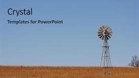  Presentation with oklahoma - Theme enhanced with lonely windmill on the plains of northern oklahoma background and a teal colored foreground