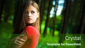  Presentation with lonely - PPT layouts enhanced with lonely woman in a forest background and a forest green colored foreground