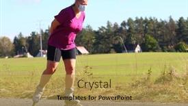  Presentation with infection prevention - Presentation design enhanced with lonely-woman-in-mask-rollerblading background and a yellow colored foreground
