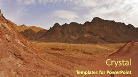  Presentation with lonely - Presentation theme with lonely-woman-tourist-in-mountains background and a red colored foreground