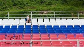  Presentation with lonely - Audience pleasing presentation theme consisting of lonely-woman-with-protective-mask backdrop and a coral colored foreground