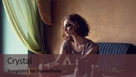  Presentation with fine art - Slide deck with lonely women - fine art photo background and a tawny brown colored foreground