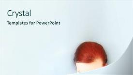  Presentation with blue header weather vane - Cool new presentation theme with lonely women - red headed girl backdrop and a sky blue colored foreground