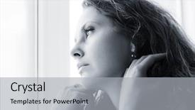  Presentation with sad woman lonely - PPT theme consisting of lonely women - sad beautiful woman looking background and a light gray colored foreground