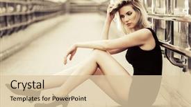  Presentation with woman sad - Presentation having lonely women - sad young fashion woman sitting background and a lemonade colored foreground