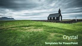  Presentation with christian church - Presentation theme having lonely wooden christian church budakirkja background and a tawny brown colored foreground
