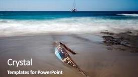  Presentation with lonely - Presentation theme consisting of lonely wrecked boat background and a gray colored foreground